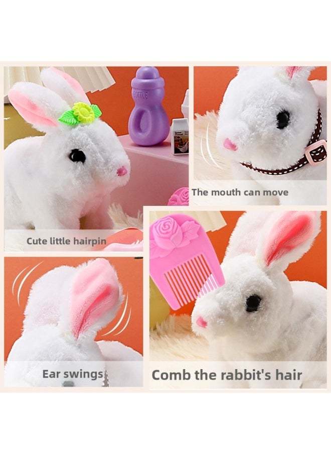 null - Electric Simulation Dog Plush Teddy Twist Butt Will Call Will Shake Tail Shake Butt Bucky Robot Dog Girl Toy-Color:Cute Rabbit [simple Traction Rope] Mail Order Box - Image 1