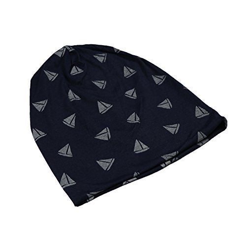 iSWEVEN Men's Beanies Cotton Slouchy Skull Summer Blended Free Size Blue Beanie Cap for Men Women Boys (7006-Grey Triangle) - Image 3