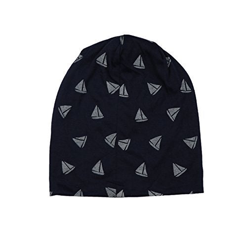 iSWEVEN Men's Beanies Cotton Slouchy Skull Summer Blended Free Size Blue Beanie Cap for Men Women Boys (7006-Grey Triangle) - Image 4