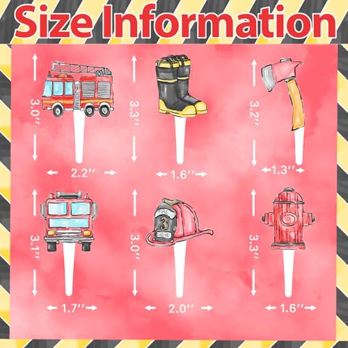 HaPiBiDesign 36 Pcs Firetruck Cupcake Toppers Fireman Party Decorations Perfect for Firetruck Birthday Fireman Baby Shower and Fire Truck Cake Decor - Image 5