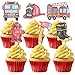 HaPiBiDesign 36 Pcs Firetruck Cupcake Toppers Fireman Party Decorations Perfect for Firetruck Birthday Fireman Baby Shower and Fire Truck Cake Decor - Image 2