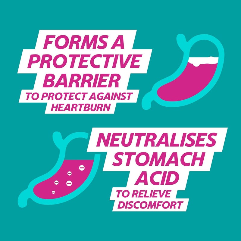 GAVISCON غافيسكون أكياس مزدوجة الفعالية بنكهة النعناع 24 × 10 مل تخفيف حرقة المعدة ارتجاع الحمض عسر الهضم سائل مقاوم للجرثومة يعمل على الفور يدوم 2X أطول مضادات الحموضة الهضم والغثيان - Image 4