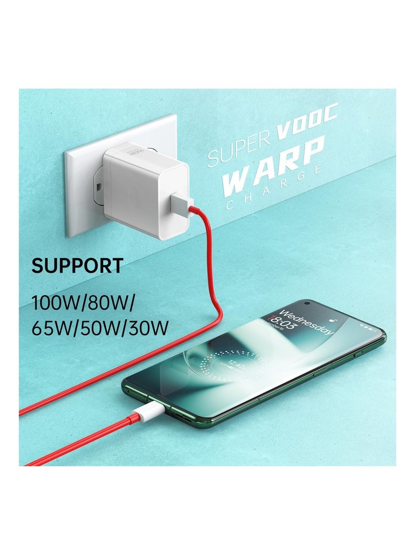 For OPPO SUPERVOOC 100W Power Adapter, Supervooc Charger USB Plug Charger Type-A Wall Charger Fast Charger w/ 1m USB A to USB C Cable for Oppo Find X5 Lite X8 X7 X6 X5 X4 X3 X2 Pro A79 A78 A77 A38 Reno 13 12 12F 11F 10 9 8 7 6 5 4