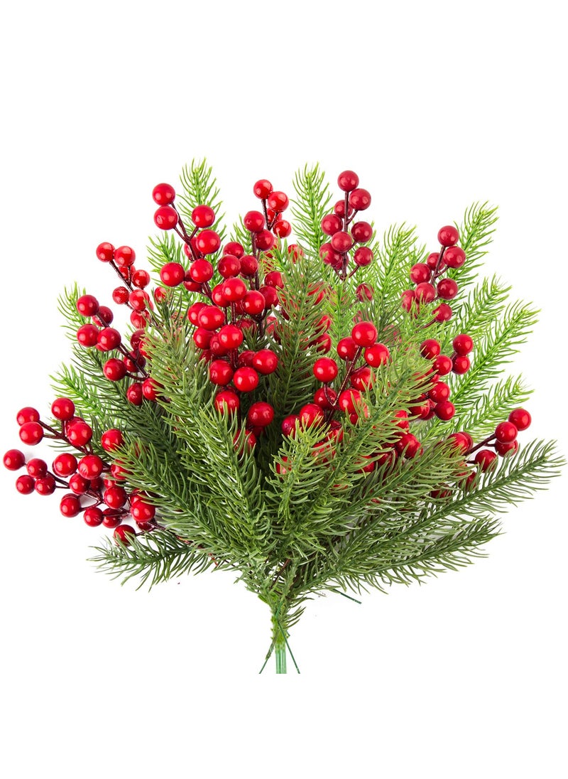 WXJ13 WXJ13 30 Pieces Artificial Pine Branches Christmas Holly Berries Artificial Red Berry Stems for Christmas Wreath Decorations Xmas Tree Decoration 