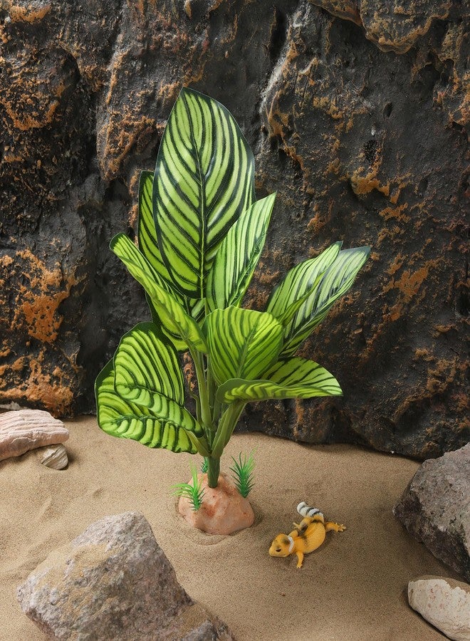 IBWell Reptile Terrarium Plants - Tortoise Habitat Accessories, Artificial Spider Plant for Gecko, Ball Python - Calathea Makoyana A - Image 5