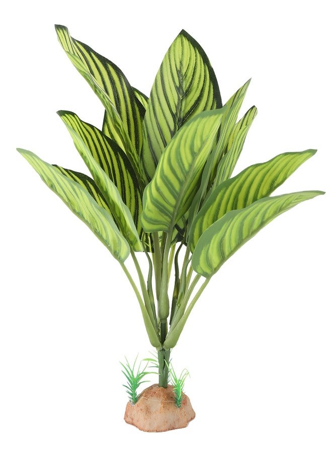 IBWell Reptile Terrarium Plants - Tortoise Habitat Accessories, Artificial Spider Plant for Gecko, Ball Python - Calathea Makoyana A - Image 1