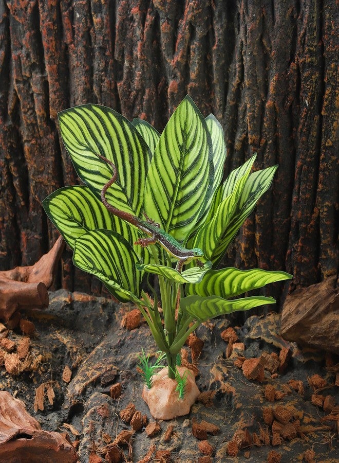 IBWell Reptile Terrarium Plants - Tortoise Habitat Accessories, Artificial Spider Plant for Gecko, Ball Python - Calathea Makoyana A - Image 4