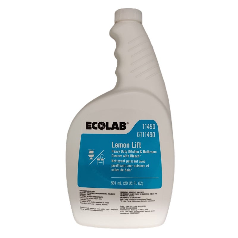 Ecolab Lemon Lift Heavy Duty Kitchen & Bathroom Cleaner with Bleach- 20 FL OZ