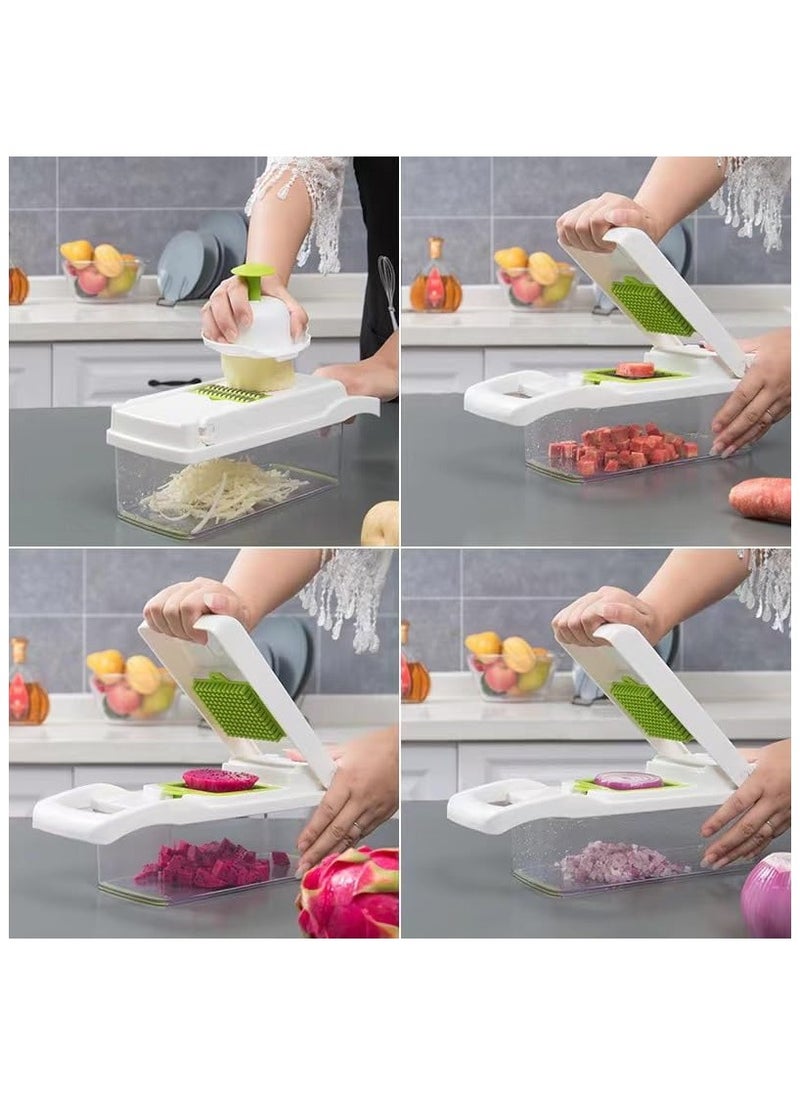 SKY-TOUCH Vegetable Chopper Multifunctional All-in-One Food Slicer Dicer Cutter with Draining Basket Grater With Container Compact Kitchen Gadgets Sets for Cooking  - Image 3
