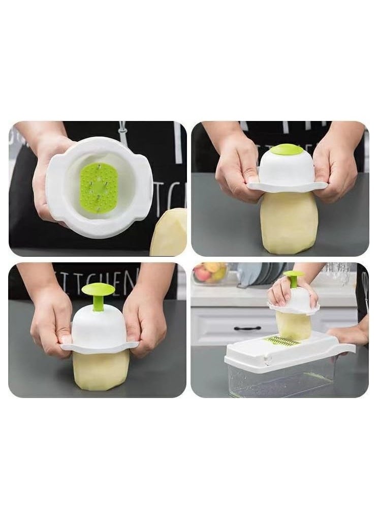 SKY-TOUCH Vegetable Chopper Multifunctional All-in-One Food Slicer Dicer Cutter with Draining Basket Grater With Container Compact Kitchen Gadgets Sets for Cooking  - Image 4
