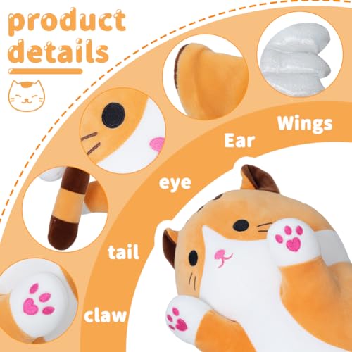 SNOWOLF Cute Long Cat Plush Body Pillow Kawaii Cat Plushie Toys Cuddle Cartoon Stuffed Animals Soft Kitten Throw Pillow Doll Gift for Kids Girls Boys 433 Orange - Image 5