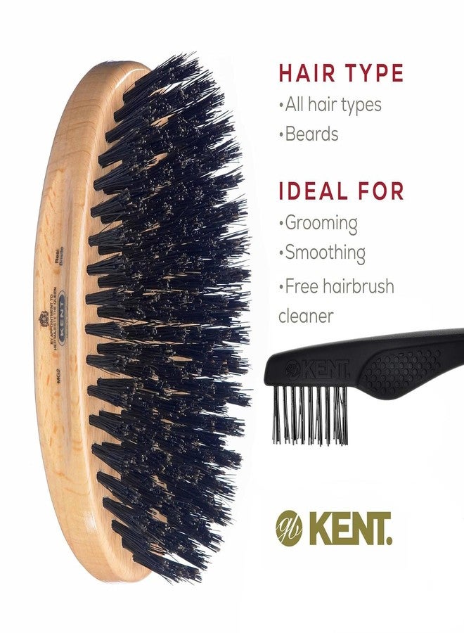 Kent MG2 Boar Bristle Hair Brush for Men, Military Brush with Natural Boar Bristles for Mens Grooming for All Hair Types, 360 Wave Brush Travel side for beard and mustache - Image 4