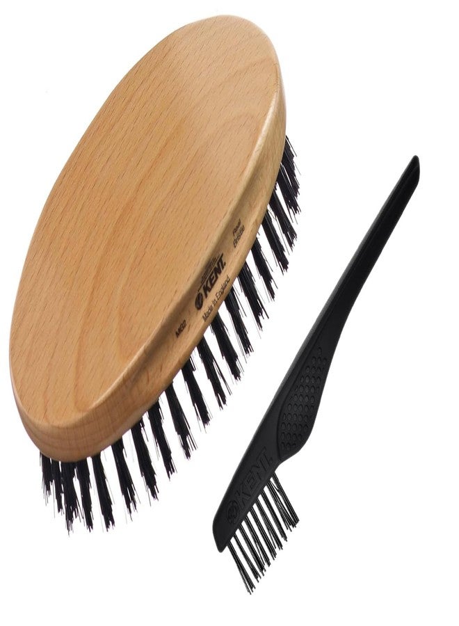 Kent MG2 Boar Bristle Hair Brush for Men, Military Brush with Natural Boar Bristles for Mens Grooming for All Hair Types, 360 Wave Brush Travel side for beard and mustache - Image 1