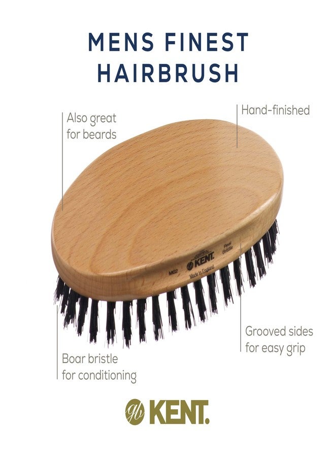 Kent MG2 Boar Bristle Hair Brush for Men, Military Brush with Natural Boar Bristles for Mens Grooming for All Hair Types, 360 Wave Brush Travel side for beard and mustache - Image 3
