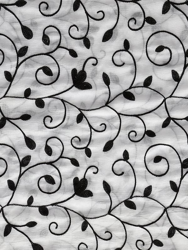 KEMZA Women's Embroidered Phulkari Chiffon Dupatta (White-Black_Free size) - Image 5