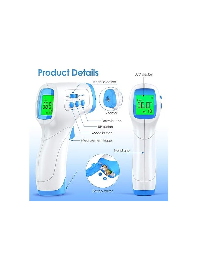 KKmier Thermometer for Adults Kids, Forehead Non Contact Temperature Checker, Infrared Digital Thermometer Gun Thermometer for Baby Adults, Instant Reading 99 Records - Image 2