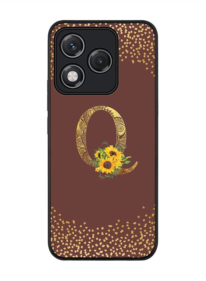 Stylizedd For Honor 400 Lite Case,Slim fit Camera Protection, Shockproof Thin Phone cover  - Custom Floral Monogram - Q  (Brown )