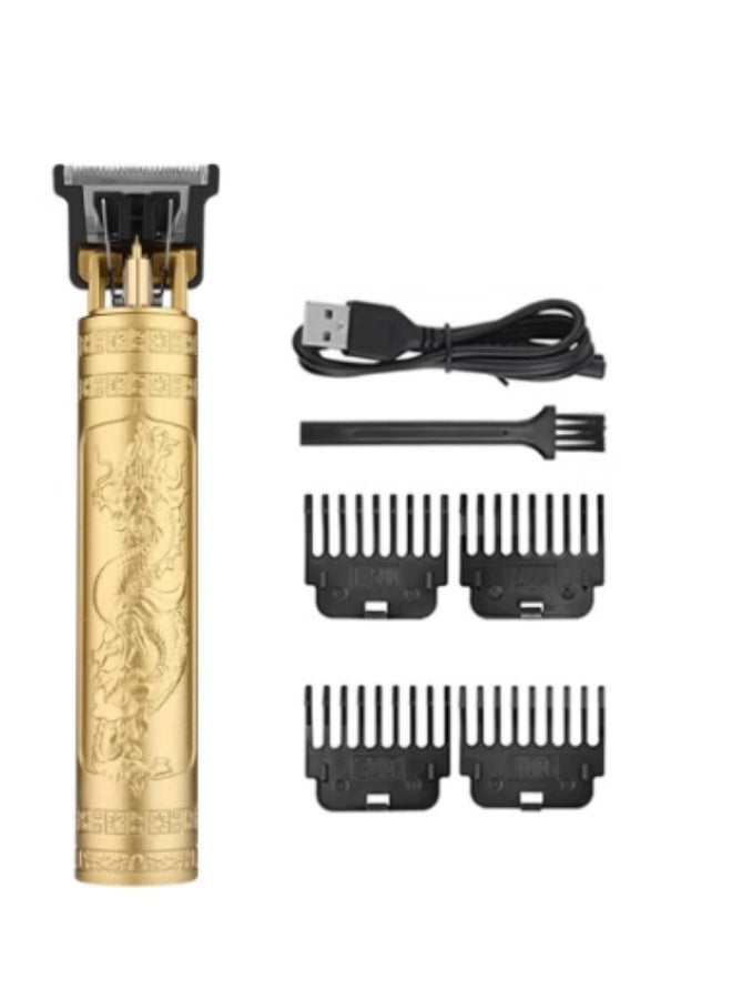 vintage Hair Trimming Vintage T9 Electric Hair Cutting Machine Hair Clipper Professional Men Shaver Rechargeable Barber Trimmer for Men Dragon Buddha Mini is Easy to use (Color : Gold) - Image 1