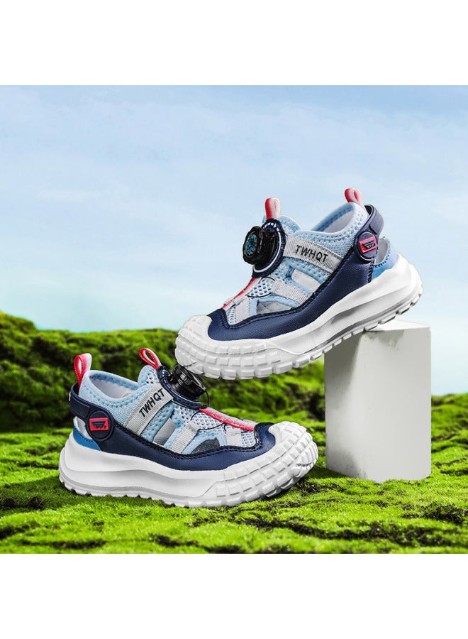 Children's Sports Breathable Spring  Girls' Single Mesh Rotary Buckle New Sandals Closed-toe Kids' Boys' Casual Shoes