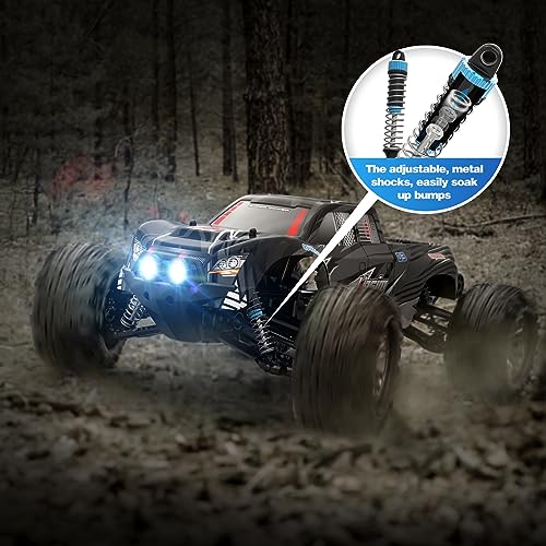 Hosim سيارات هوسيم RC، سيارة تحكم عن بعد 1:10 مقياس 48+ كم/ساعة للبالغين والأولاد، شاحنة RC 4X4 على الطرق الوعرة مع مصابيح أمامية، لعبة هدايا سريعة كبيرة من نوع مونسير شاحنات، مقاومة للماء لجميع التضاريس - Image 4