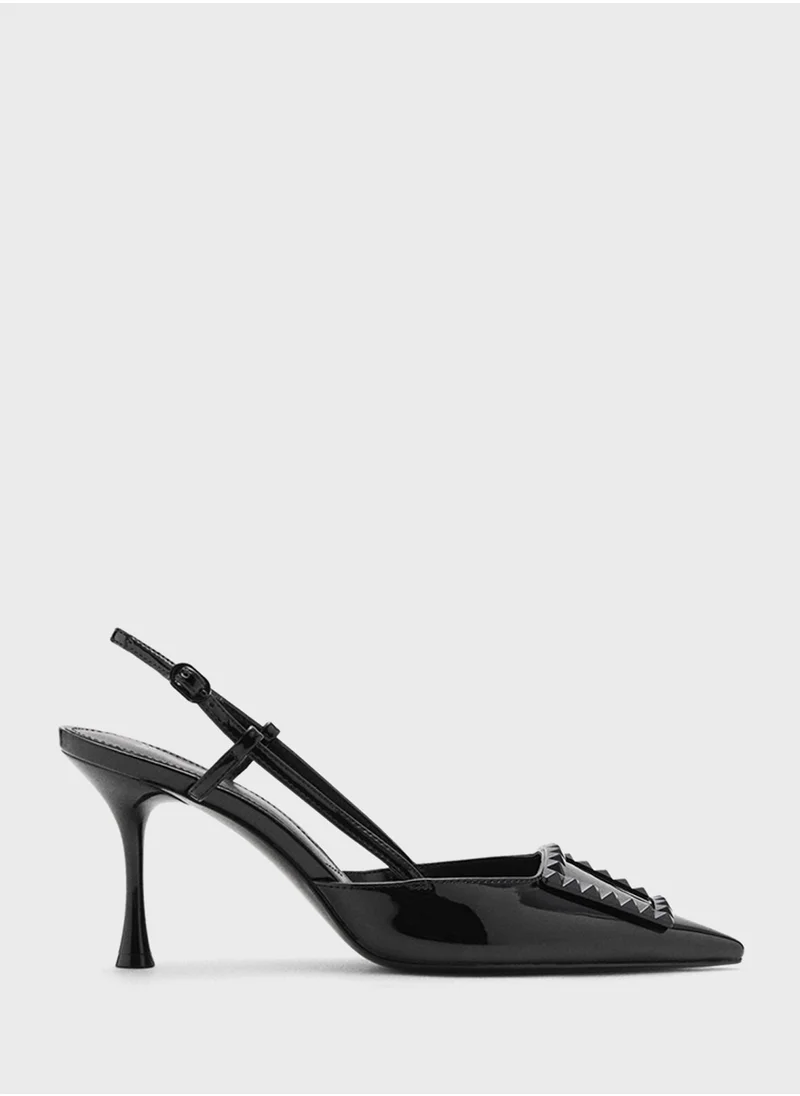 مانجو Patent Leather Slingback-Heeled Pumps