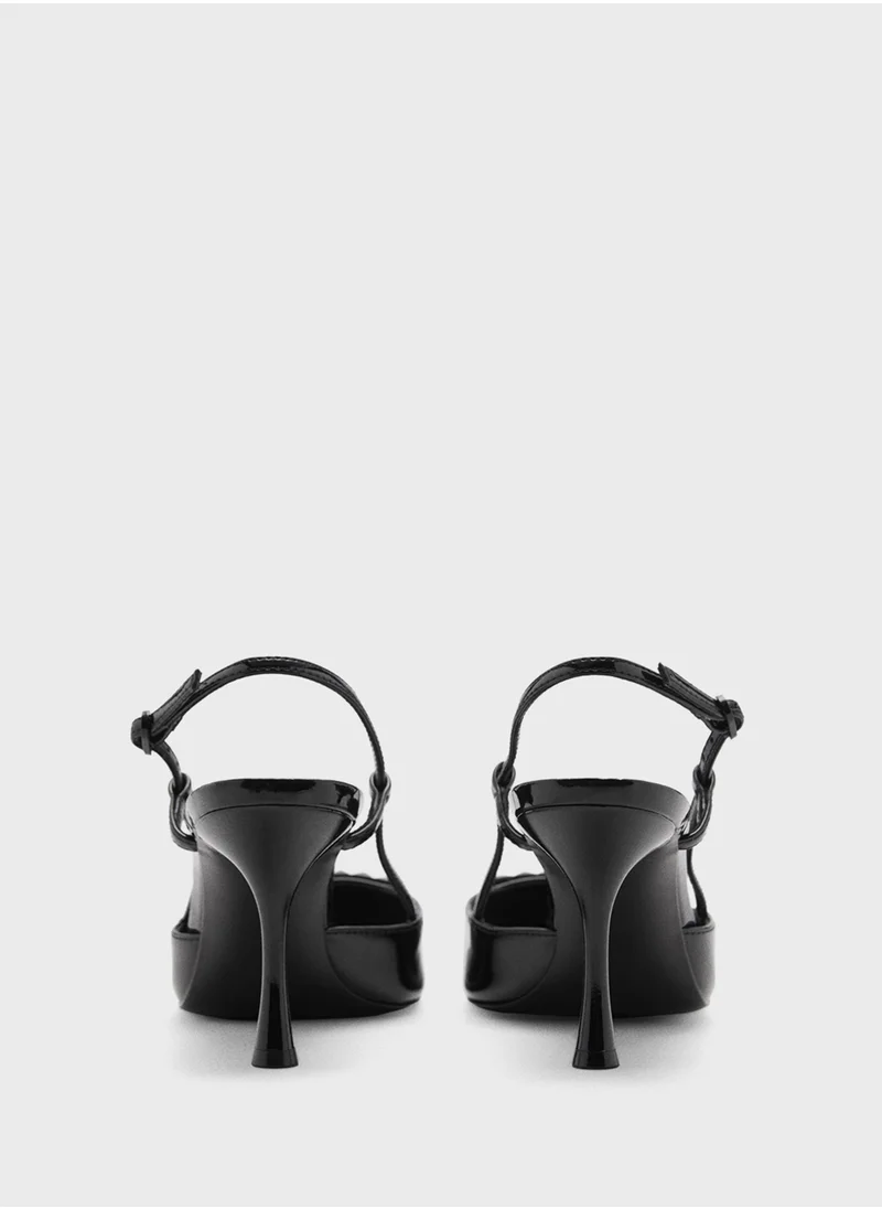 مانجو Patent Leather Slingback-Heeled Pumps