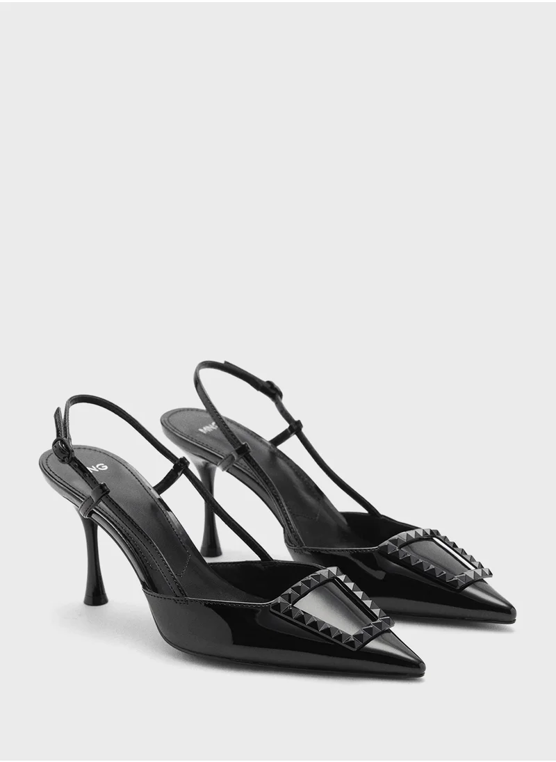 مانجو Patent Leather Slingback-Heeled Pumps