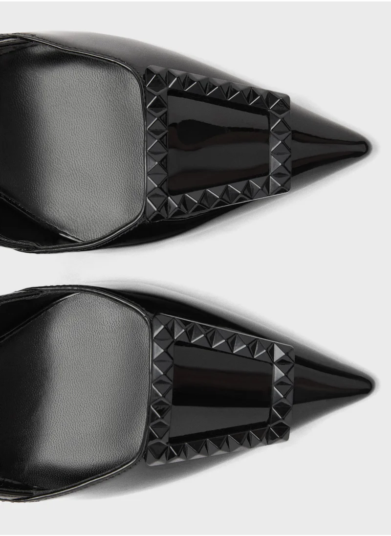 مانجو Patent Leather Slingback-Heeled Pumps
