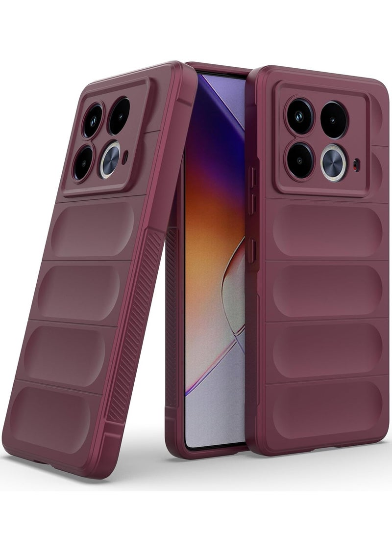 ماركة غير محددة - جراب خلفي من السيليكون عالي الحماية متوافق مع هاتف Infinix Note 40 Magic Shield مقاوم للصدمات مع حماية للكاميرا (أحمر خمري) - Image 1