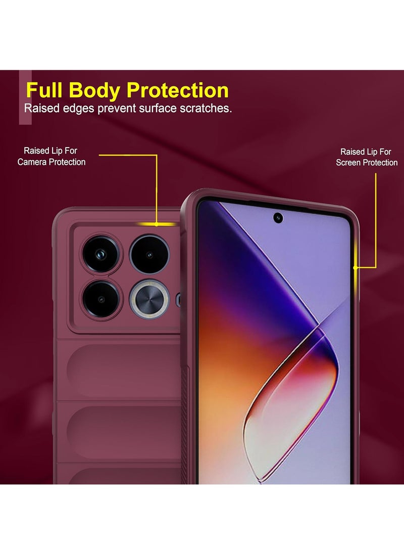ماركة غير محددة - جراب خلفي من السيليكون عالي الحماية متوافق مع هاتف Infinix Note 40 Magic Shield مقاوم للصدمات مع حماية للكاميرا (أحمر خمري) - Image 1