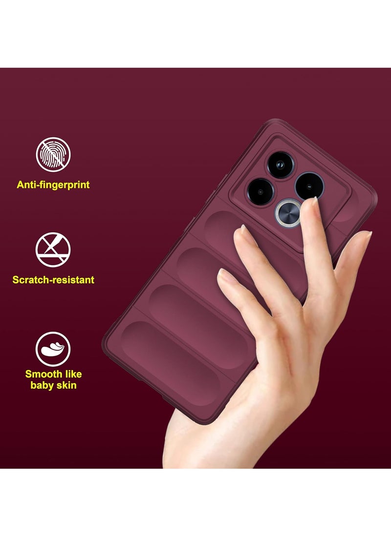 ماركة غير محددة - جراب خلفي من السيليكون عالي الحماية متوافق مع هاتف Infinix Note 40 Magic Shield مقاوم للصدمات مع حماية للكاميرا (أحمر خمري) - Image 1