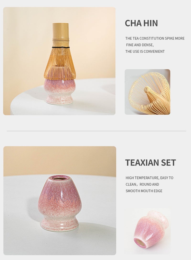 طقم شاي ماتشا 8 قطع بيشمل كباية ماتشا، خفاش شاي من الخيزران، معلاق، حامل خفاش الشاي، مصفاة ستانلس ستيل وطقم شاي كامل، بيعرض الماتشا التقليدي بشكل مثالي (لون بنفسجي متغير) - Image 4