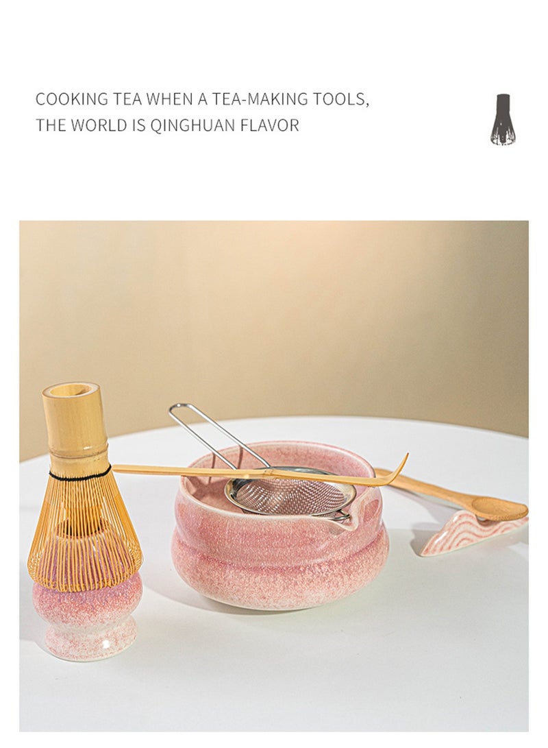 طقم شاي ماتشا 8 قطع بيشمل كباية ماتشا، خفاش شاي من الخيزران، معلاق، حامل خفاش الشاي، مصفاة ستانلس ستيل وطقم شاي كامل، بيعرض الماتشا التقليدي بشكل مثالي (لون بنفسجي متغير) - Image 3