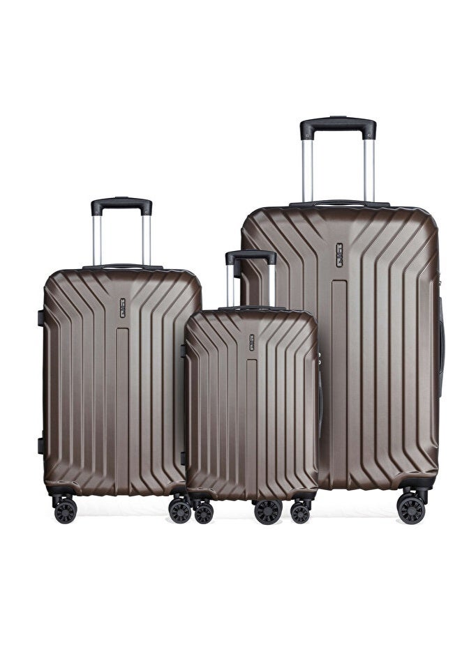 Space Luggage Set, ABS Material including Carry On Cabin Sizes, 20/24/28 Inches, Coffee - Image 1