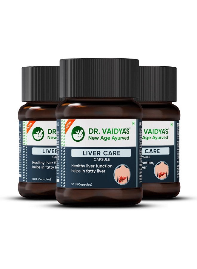 DR. VAIDYA'S Dr Vaidya’s Liver Care Capsules | Liver Detox | Bhringraj, Wheatgrass Juice, Ginseng | FDA Approved | Safe for long term use | 30 Capsules (Pack of 3)  - Image 1