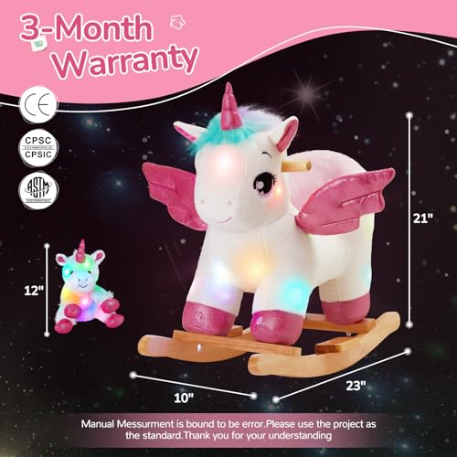 Glow Guards Light Up Musical Unicorn Baby Rocking Horse Set of 2 with Safety Belt White Unicorn Rocker Baby Rocking Chair Ride on Unicorn for Toddlers 13 - Image 5