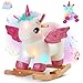 Glow Guards Light Up Musical Unicorn Baby Rocking Horse Set of 2 with Safety Belt White Unicorn Rocker Baby Rocking Chair Ride on Unicorn for Toddlers 13 - Image 3