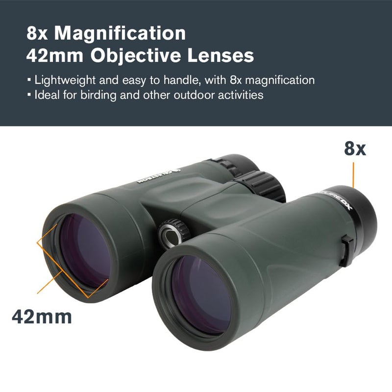 سلسترون منظار سيليسترون 71332 Nature DX 8x42 مم مع عدسات متعددة الطبقات، زجاج BaK-4 وحقيبة حمل، أخضر - Image 2