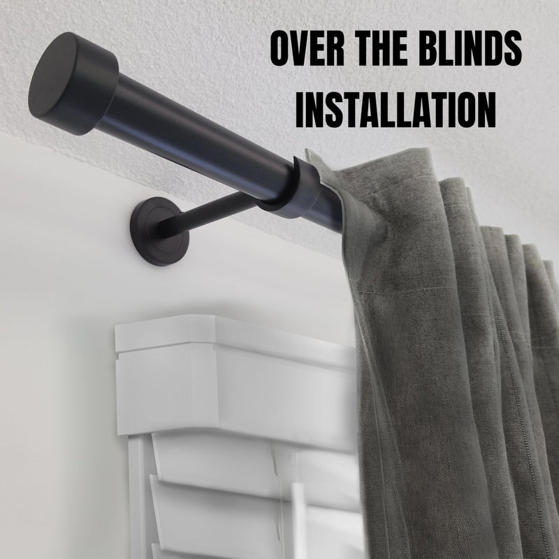 A Key Tech Curtain Rod Brackets for Wall â€“ Black 1 Inch Curtain Rod Holders, Extended 5 Inch Projection, Wall Mount with Hardware, Set of 2 - Image 3