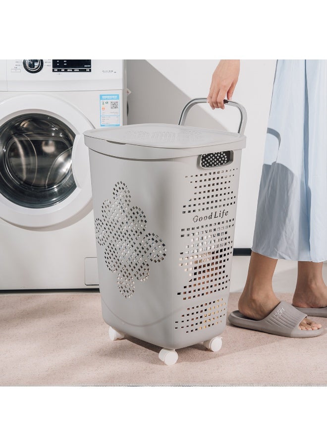 Arabest Laundry Baskets For Washing Laundry Basket Household Dirty Clothes Basket With Wheels Plastic Storage Basket Laundry Basket - Image 2