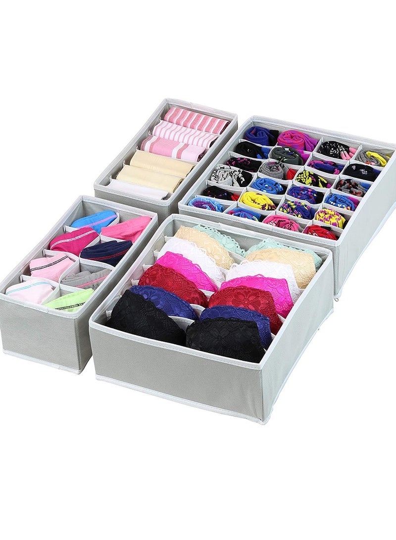 Sharpdo Closet Underwear Organizer, Foldable Fabric Storage Box Drawer Divider Set, Beige  - Image 5