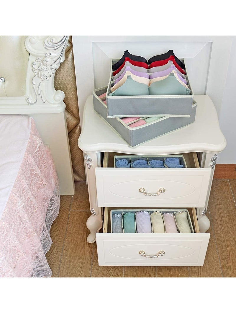 Sharpdo Closet Underwear Organizer, Foldable Fabric Storage Box Drawer Divider Set, Beige  - Image 3