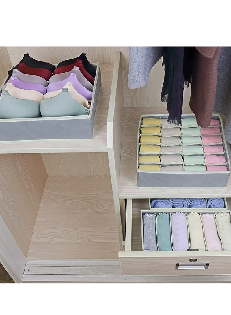 Sharpdo Closet Underwear Organizer, Foldable Fabric Storage Box Drawer Divider Set, Beige  - Image 1