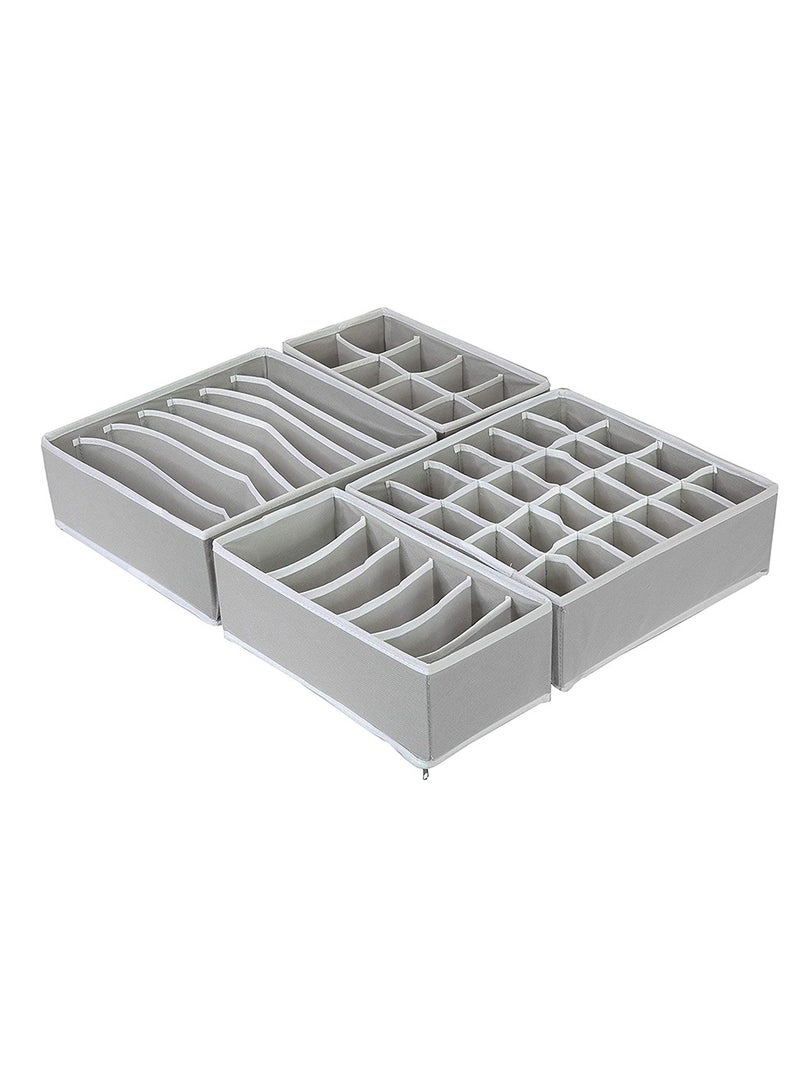 Sharpdo Closet Underwear Organizer, Foldable Fabric Storage Box Drawer Divider Set, Beige  - Image 2