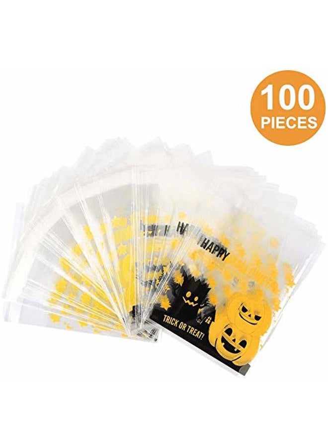 VIPITH Halloween Cellophane Bags, VIPITH 100 Pcs Resealable Pumpkin Demon tree Cellophane Treat Bags with Adhesive Closure for Bakery, Cookie, Candies, Dessert Poly Bags, 3.9 * 3.9 Inch - Image 2
