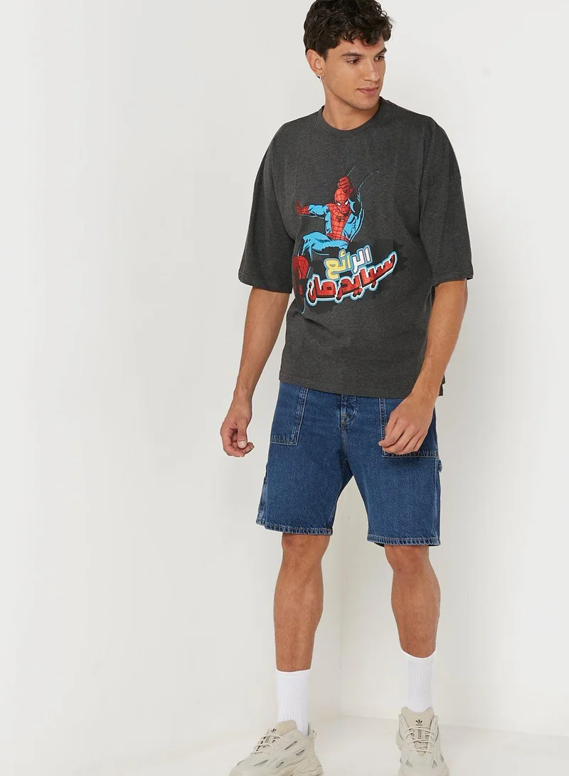 Urban Haul Spider Man Oversized Crew Neck T-Shirt