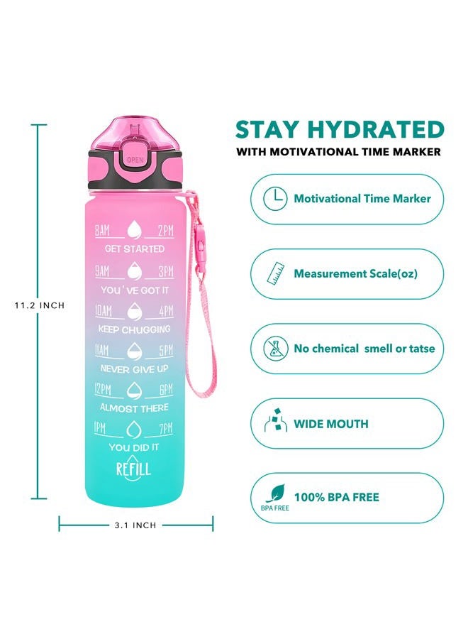Enerbone 32 oz Drinking Water Bottle with Times to Drink and Straw, Motivational with Carrying Strap, Leakproof BPA & Toxic Free, Ensure You Drink Enough Water for Fitness Gym Outdoor - Image 2