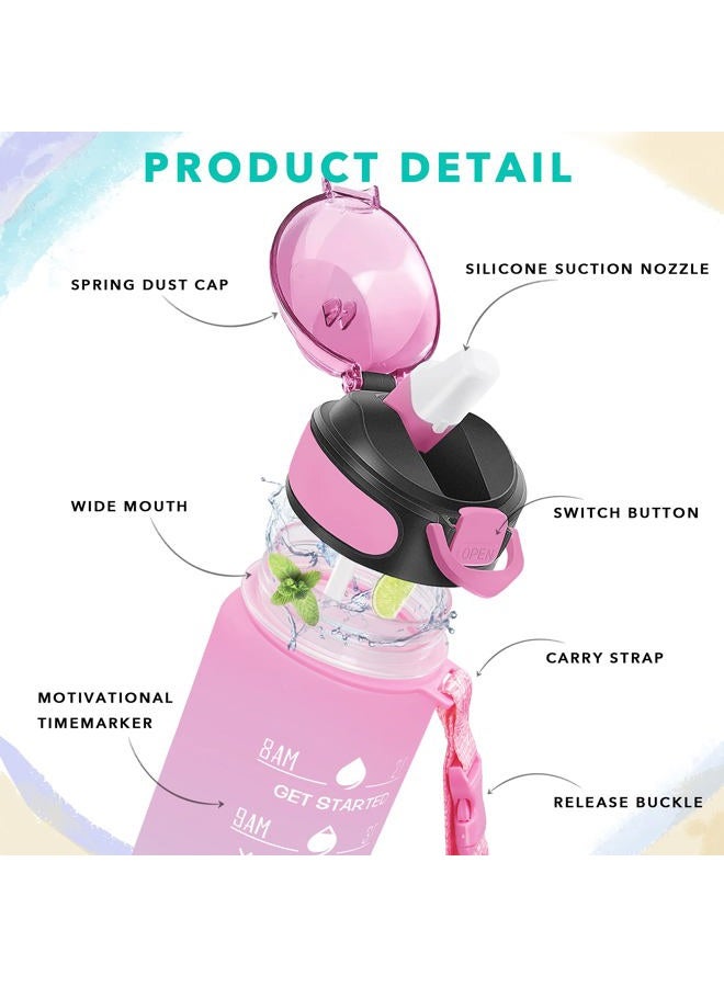 Enerbone 32 oz Drinking Water Bottle with Times to Drink and Straw, Motivational with Carrying Strap, Leakproof BPA & Toxic Free, Ensure You Drink Enough Water for Fitness Gym Outdoor - Image 3