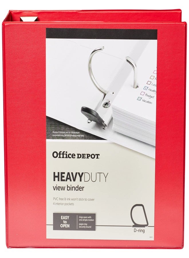 أوفيس ديبوت مجلد عرض حلقات D شديد التحمل وسهل الفتح من ماركة Office Depot®، حلقات 4 بوصات، 54% مواد معاد تدويرها، أحمر - Image 3