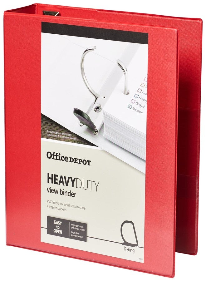 أوفيس ديبوت مجلد عرض حلقات D شديد التحمل وسهل الفتح من ماركة Office Depot®، حلقات 4 بوصات، 54% مواد معاد تدويرها، أحمر - Image 4